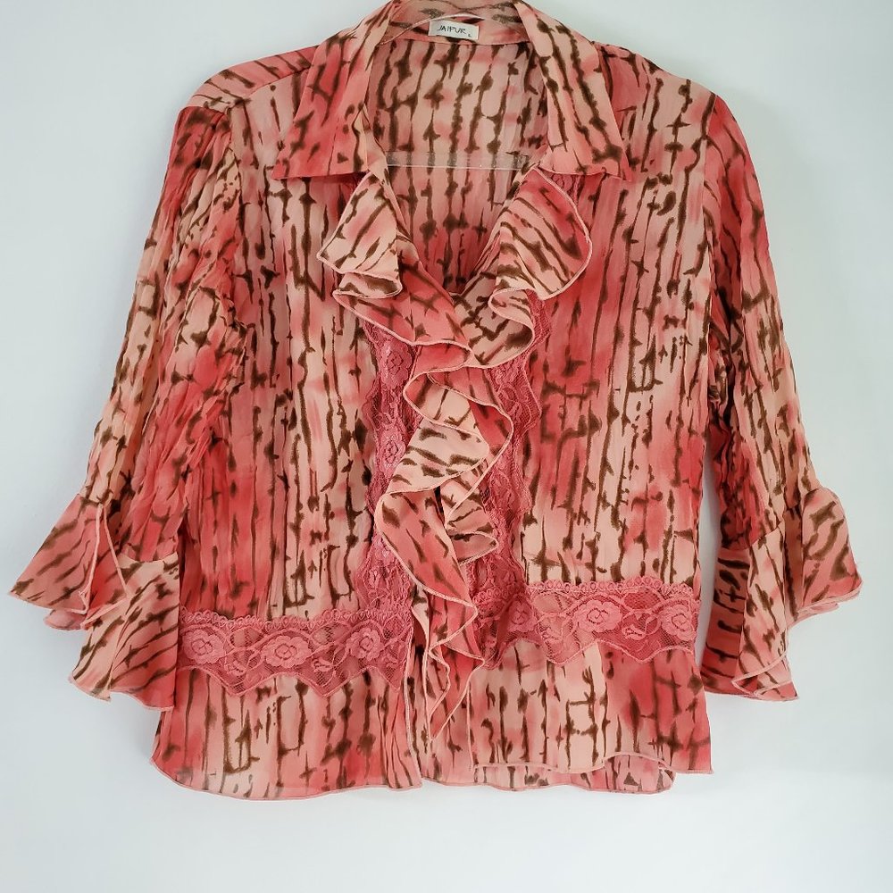 Jaipur Lace Patterned top with bell slit sleeves